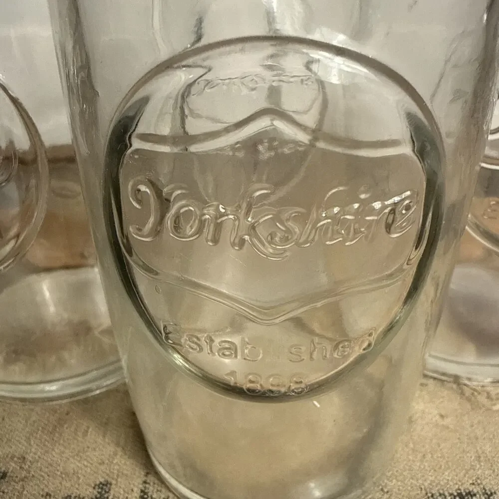 Set of 4 Vintage Yorkshire Glassware Clear Drinking Glasses Established 1898